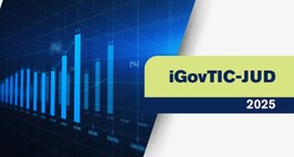 Banner com imagem de um gráfico e frase iGovTIC-JUD 2025