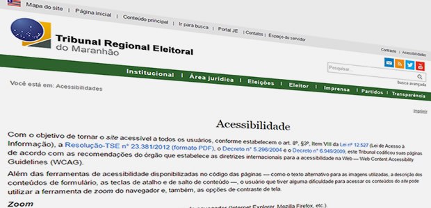 portal da Justiça Eleitoral do Maranhão alcança índice 10 em acessibilidade para pessoas com def...