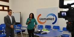Os servidores Christiano Neitzke e Lourdes Coimbra, da comissão de gestão ambiental do Tribunal ...