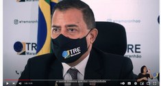 Print da tela do vídeo de despedida do desembargador Joaquim Figueiredo da presidência do TRE-MA